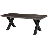MASSIVMOEBEL24.DE Baumtisch Mango 180x90x77 grau lackiert / X-Beine anthrazit
