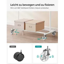 Songmics Rollgarderobe weiß Metall 92,0 - 132,0 x 160,0 cm
