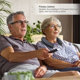 Leicke Edgar Duo TV Lautsprecher Edition 2, Tragbarer Sprachverstärker mit kabellosem Nackenkopfhörer - Grau