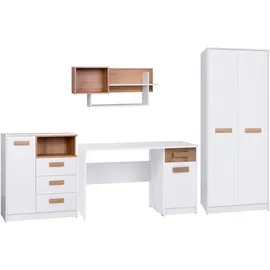 marmex möbel G11 Weiß- Schreibtisch mit Schublade und Fach 125x75,5x52,5 cm. - Weiß/Braun