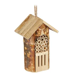 Relaxdays Insektenhotel, Nisthilfe Wildbienen & Schmetterlinge, hängend o. stehend, Garten, HBT: 20 x 13,5 x 10cm, natur