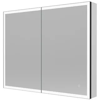 Home Deluxe Led-Spiegel, Schwarz, Metall, 100x80x13.3 cm