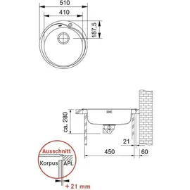 Franke Pamira ROX 610-41 edelstahl glatt + Stopfenventil