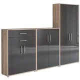 moebel-dich-auf Aktenschrank OFFICE EDITION (Set 55, 2x Aktenschrank niedrig + 1x Aktenschrank hoch) abschließbar, Metallgriffe beige