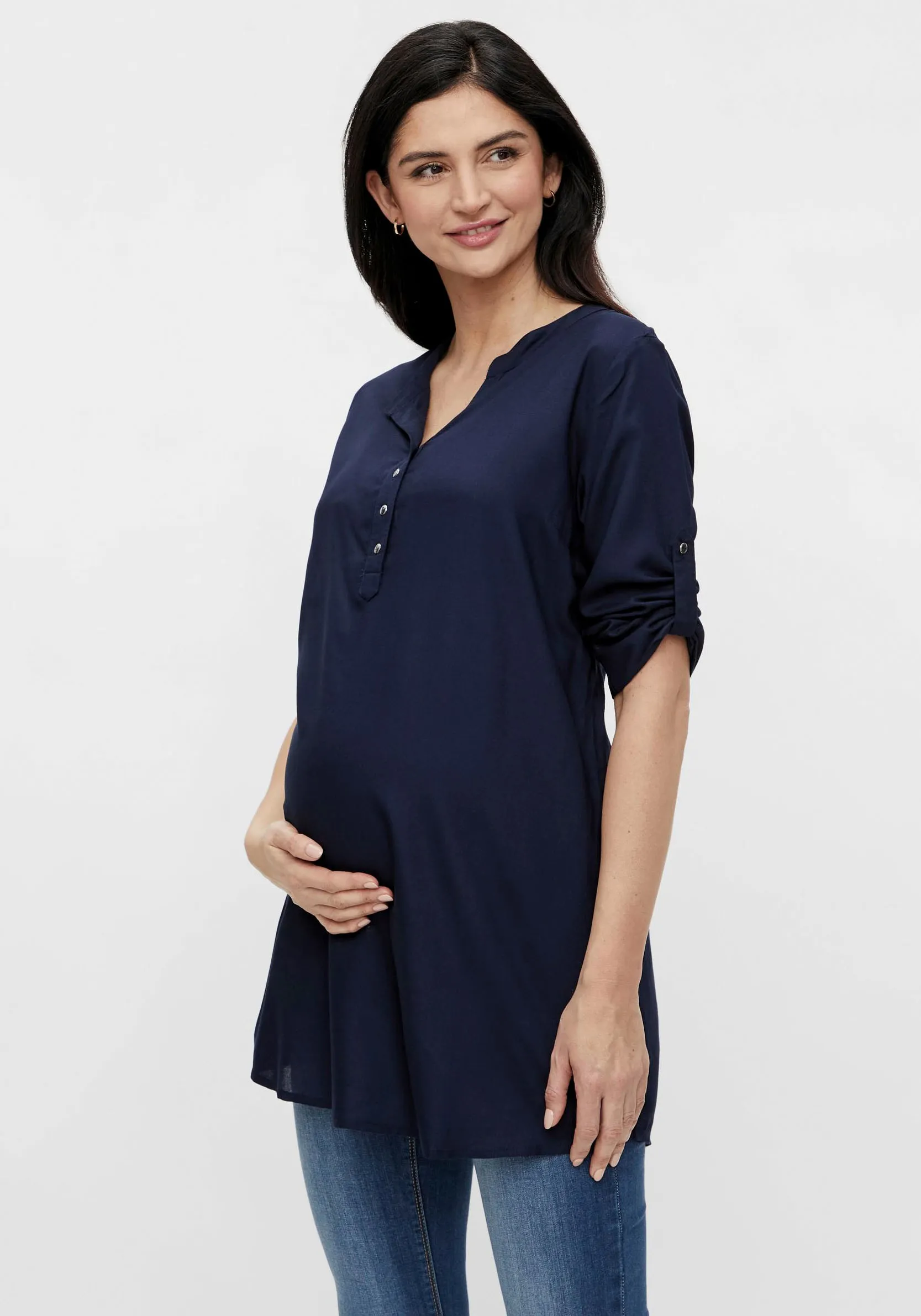 Longbluse »MLMERCY«, aus EcoVero, Gr. XS (34), navy, , 85565638-XS