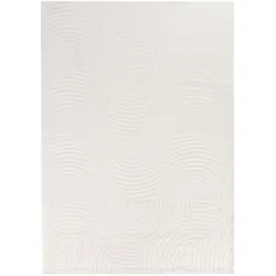 Teppich Kurzflor Raumtiefe-Muster Polypropylen Wohnzimmer Creme Läufer 80x250 | Kadima Design