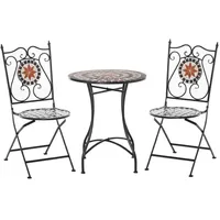 Outsunny Gartenmöbel-Set 1 Tisch+2 faltbare Stühle Terrasse Metall -