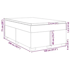 vidaXL Boxspringbett 120 x 200 cm Dunkelgrau