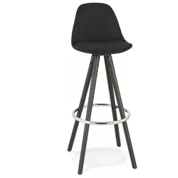 Barhocker Schwarz Holz Gepolstert | Barstuhl mit Stoffbezug Komfort Sitz | Tresenhocker Moderne Design Sitzfläche | Industrial Stil | Kadima Design