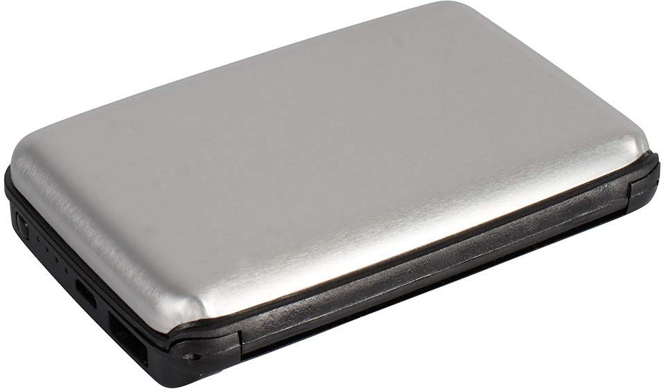 Kreditkartenetui aus Aluminium mit Mini Power Bank 2500 mAh - Micro-USB-Ladekabel Beigelegt - Externe Handyakkus - RFID Blocker Kartenhülle - Geldklammer - Cardholder Wallet - Portable Charger