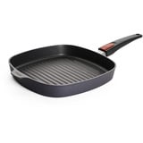 WOLL Diamond Lite Grillpfanne, viereckig, mit Rillen, 28x28 cm, 4 cm hoch, mit abnehmbarem Stiel - Geeignet für Ceran, Gas, Elektro, Halogen - nicht induktionsgeeignet, Antihaft-Versiegelung