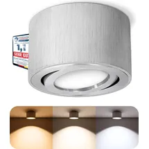 SSC-LUXon CELI-1A LED Aufputzleuchte dimmbar - 3 Lichtfarben einstellbar - runder Aufbauspot Alu schwenkbar 230V 6 Watt