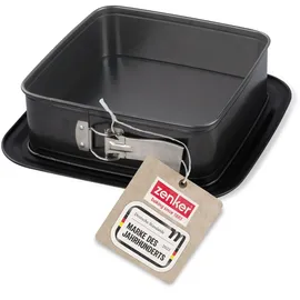 Zenker Bake, Click & Go Quadratische Springform – 24 x 24 x 8 cm – Backform mit separat erhältlichem Deckel für den direkten Transport – Kuchenform zum Backen & Transportieren