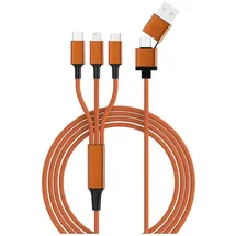 Smrter USB-Ladekabel USB 2.0 Apple Lightning Stecker, USB-A Stecker, USB-C® Stecker, USB-Micro-B Stecker 1.20 m Orange mit OTG-Funktion, Stoff-Umman