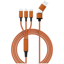 Smrter USB-Ladekabel USB 2.0 Apple Lightning Stecker, USB-A Stecker, USB-C® Stecker, USB-Micro-B Stecker 1.20 m Orange mit OTG-Funktion, Stoff-Umman