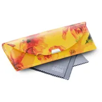 FEFI Brillenetui Exklusives Hardcase Etui mit Magnetverschluß, Set aus 1 Etui + hochwertigem Mikrofasertuch gelb