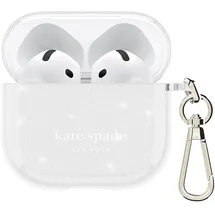 kate spade new york AirPods 4 Schutzhülle mit Schlüsselring - that Sparkle Silver, Kompatibel mit AirPods 4th Generation