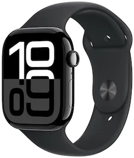Apple Watch Series 10 GPS 46mm Aluminium Diamantschwarz Sportarmband Schwarz - S/M