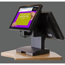 15" Kasse für GASTRONOMIE: 12" Multimedia Kundenanzeige, Bondrucker, Geldlade, Blitzkasse Restaurant
