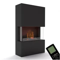 GLOW FIRE Elektrokamin Tucholsky 3 Sided Wasserdampf Kamin, Elektrischer Kamin, Wasserdampfkamin mit 3D Feuer und Knisterfunktion schwarz