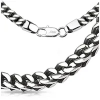 BUNGSA Panzerkette Königskette gewebt massiv quadratisch Silber aus Edelstahl Unisex (1-tlg), Halskette Necklace silberfarben