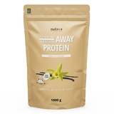 Nutri + Veganes Proteinpulver VANILLE - Milk Away Vegan Protein ohne Soja 1kg - 5k Eiweiß Shake aus Erbsen, Buchweizen, Hanfsamen, Reis & Kürbiskernen - Pflanzliches Eiweißpulver Vanilla