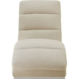 SalesFever Chaiselongue mit Quersteppung | Chrom-Füßen aus Strukturstoff in beige | Gr.: onesize