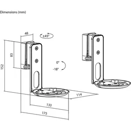 goobay Wandhalterung für Sonos Era 100, / Lautsprecher-Wandhalter bis 3kg / Schwenkbar & Neigbar/weiß / 71982