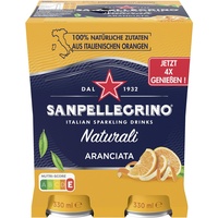 San Pellegrino San Pellegrino Naturali Aranciata Orangen-Limonade mit 16% Orangensaft (aus Konzentrat) 4er Pack (4 x 330ml) Einweg-Dosen