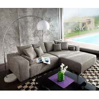 DELIFE Big-Sofa »XXL«, Hellgrau 290x110 cm mit Schlaffunktion Hocker grau