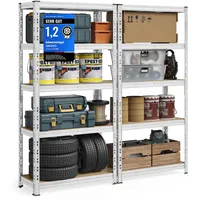 SONGMICS Schwerlastregal, 2er Set, Kellerregal, 40 x 90 x 180 cm, bis 875 kg belastbar, einfache Montage, Lagerregal, verstellbare Ablagen, Lagerregal, silbern GLR455E01