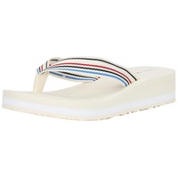 Tommy Hilfiger Damen Flip Flops Wedge Stripes Beach Sandal Zehentrenner, Weiß (Calico), 39