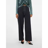 Vero Moda Schlupfhose VERO MODA "VMBERLIN ZAMIRA MW WIDE PANT NOOS", Damen, Gr. XS (34), Länge 30, blau (blau graphite), Milano Rib, Obermaterial: 95% Polyester, 5% Elasthan, unifarben, loose fit normal, Hosen Schlupfhose, mit Stretch