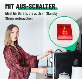 greate 6x Schaltbare Steckdose mit Schalter 1fach - Schuko Steckdosenschalter, Zwischenstecker mit Schalter, - Weiß