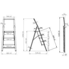 Wenko Alu-Klapptrittleiter Compact 3-stufig Schwarz