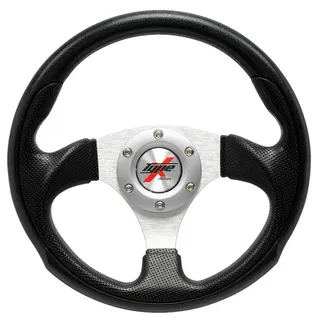 AUTO-STYLE Universal Sportlenkrad 'Eruption' - Ø295mm - Schwarz PU-Leder + Silbere Speichen