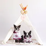 MINICAMP Hundehöhle, Hundezelt Große Hunde - Gemütlicher Haustier Tipi Zelt für Katzen, Hunde und Kaninchen - Stabile Konstruktion Hundebett mit Dach - Katzenbett Höhle aus 100% Baumwolle (Groß)