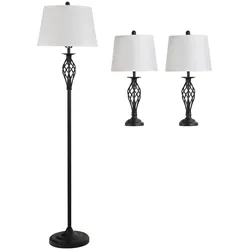 HOMCOM - 3er-Stehlampen-Set - ø38 x 158H cm / ø30 x 62H cm - mehrfarbig