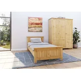 Jugendzimmer-Set HOME AFFAIRE "Juventus" Schlafzimmermöbel-Sets Gr. B/H/T: 245cm x 180cm x 208cm, B/H: 90cm x 200cm, beige (natur) Baby Massivholz, bestehend aus Bett und Kleiderschrank