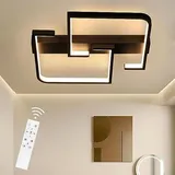 ZMH Deckenlampe LED Deckenleuchte Wohnzimmer Dimmbar mit Fernbedienung, 45W Schwarz Lampe Metall Modern für Schlafzimmer Wohnzimmer Esszimmer 61cm - Schwarz