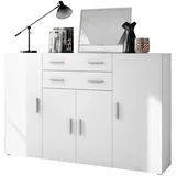 Vladon Highboard 166,5 x 106,5 x 35 cm Weiß matt