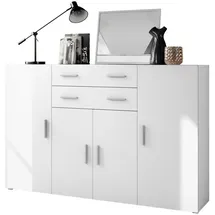 Vladon Highboard 166,5 x 106,5 x 35 cm Weiß matt