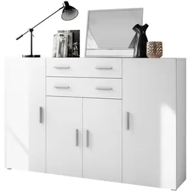 Vladon Highboard 166,5 x 106,5 x 35 cm Weiß matt