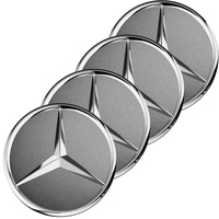 4-teiliges Set Mercedes-Benz Radnabenabdeckung Stern erhaben grau für Durchmesse