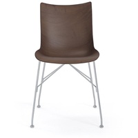 Kartell P/ Wood Stuhl H 43,5cm | chrom | Eschenlamellen dunkel