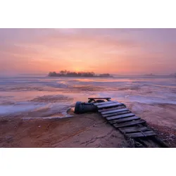 Fototapete PAPERMOON "Photo-Art PRZEMYSLAW KRUK, KALTER MORGEN", bunt, B:3,00m L:2,23m, Vlies, Tapeten