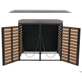 Mendler Mülltonnenverkleidung HWC-K14 124 x 134 x 84 cm teak-optik