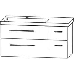 Puris c!mano Waschtischset 122 cm mit Waschtisch, Ablage rechts und 2 Unterschränken, Griff 329, Badmöbel,
