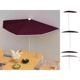 vidaXL Halb-Sonnenschirm mit Mast 180x90 cm Bordeauxrot