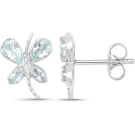 vira jewels Ohrstecker Vira Jewels Silber 925 rhodiniert Aquamarin weiß
